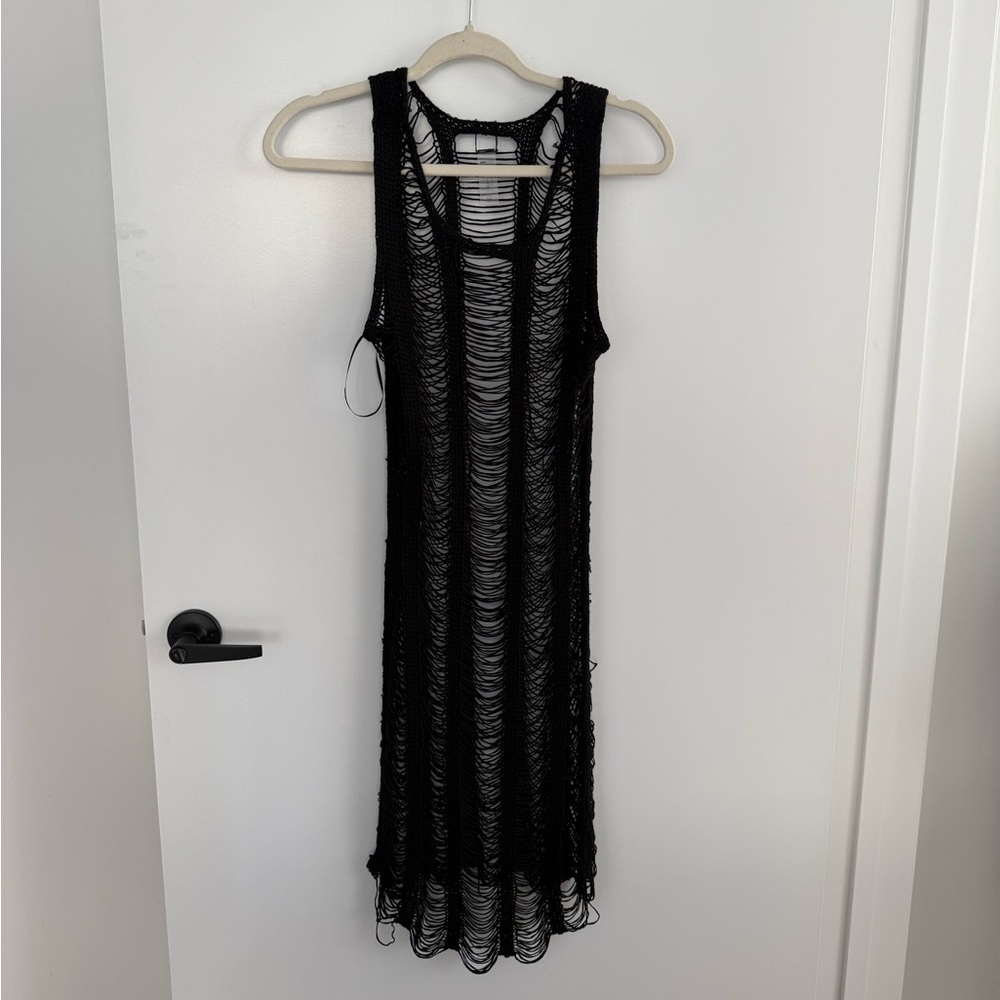 Fashion Nova Black Knit Swim Cover Up Dress